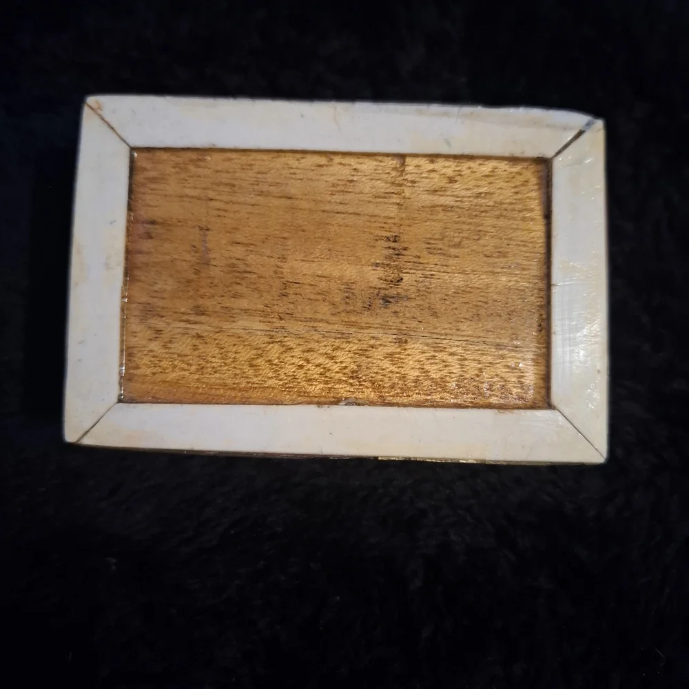 🕉Vintage Mother Of Pearl Abalone Trinket Jewelry Box Mosaic Wood Inlay Egypt